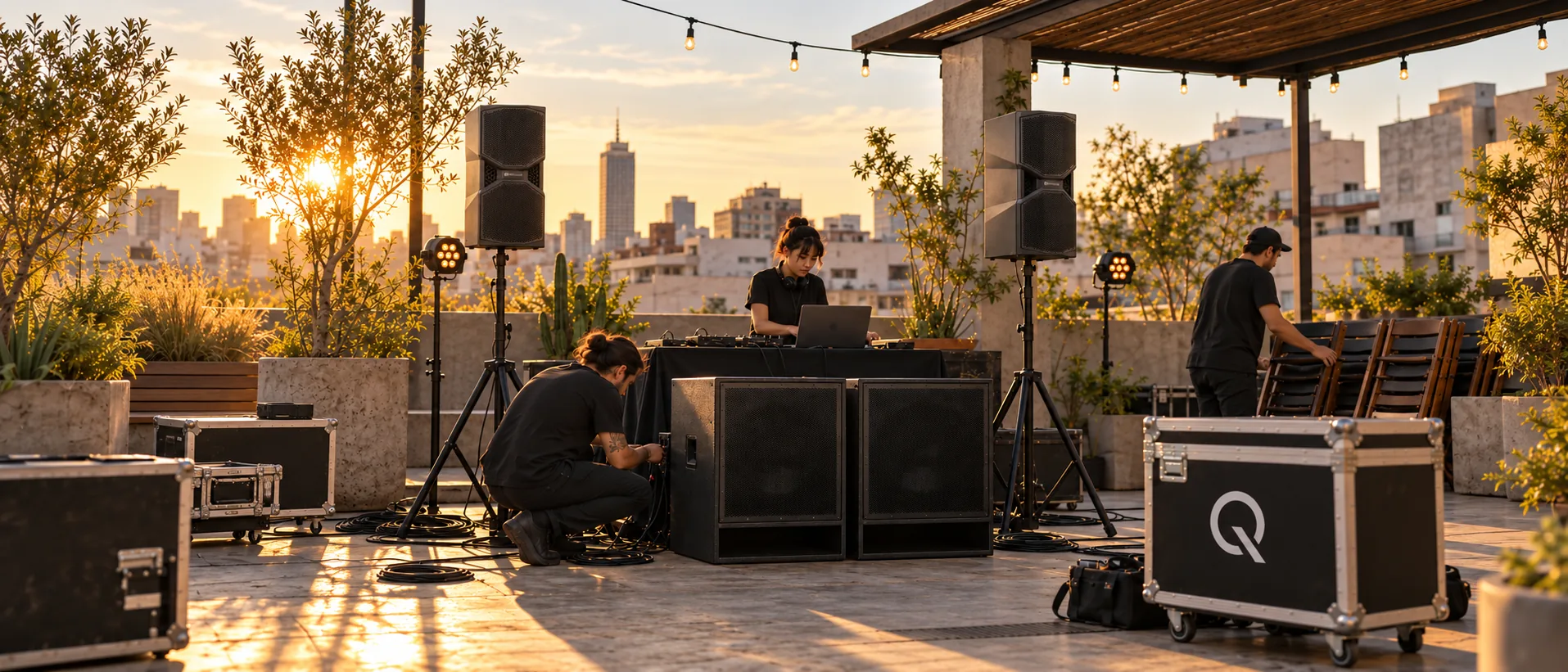 Sistema de audio profesional montado en un venue